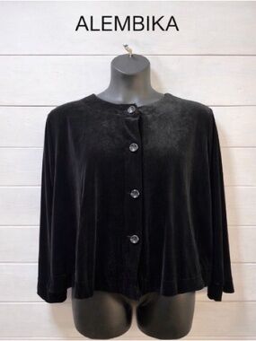 ALEMBIKA – Black Velvet A-Line Top – Size 6 (US 16)
